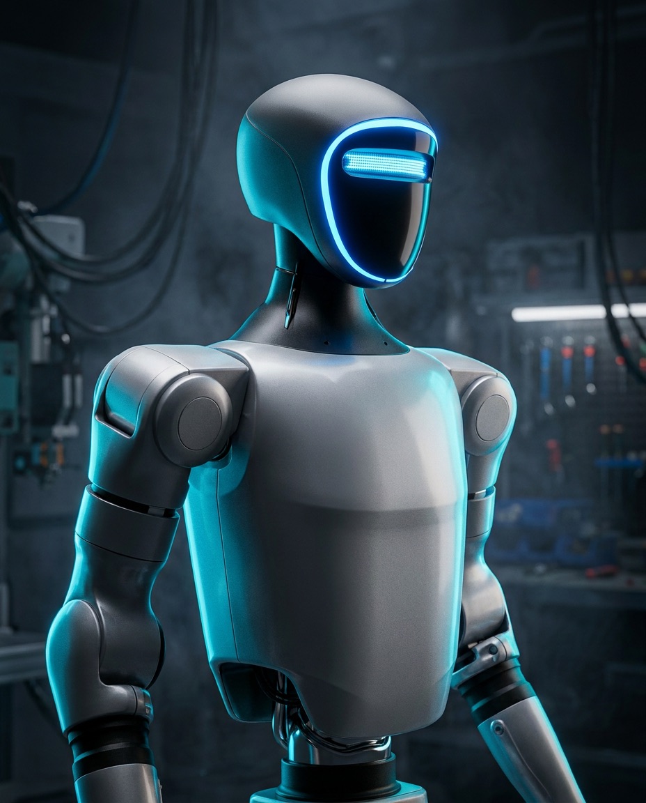 Zbliżenie na głowę i sensory robota Unitree G1